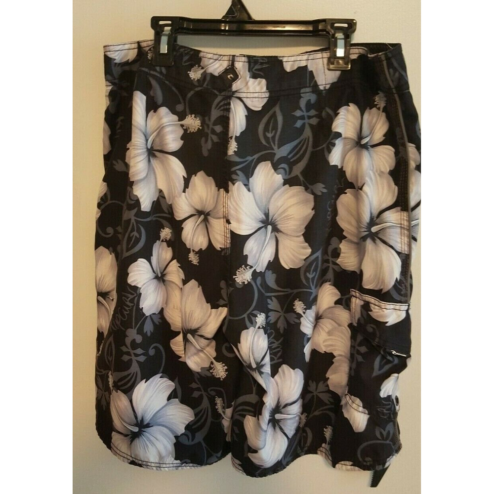 Rip Curl Board Shorts men's Swim Trunks 32 surf wax comb Aloha Black Whi…